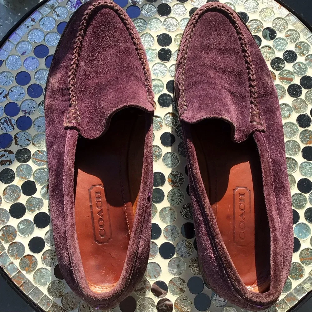 Vintage Coach Womens Suede Loafers in Deep Burgundy - Classic Slip-On Style - Picture 4 of 14